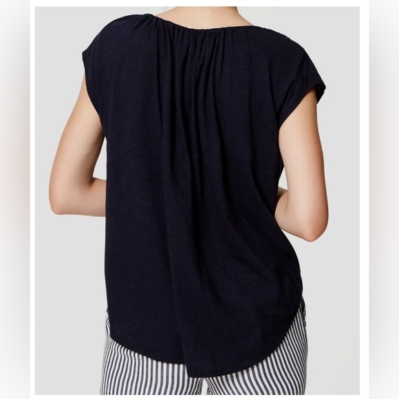Ann Taylor Lift Embroidered Yoke Tassel top shirt. Navy women’s x-small - Picture 2 of 8